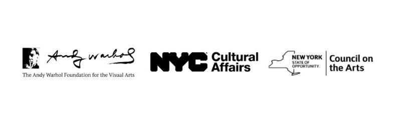 Logos for the Andy Warhol Foundation for the Visual Arts, NYC Cultural Affairs, and New York Council on the Arts.